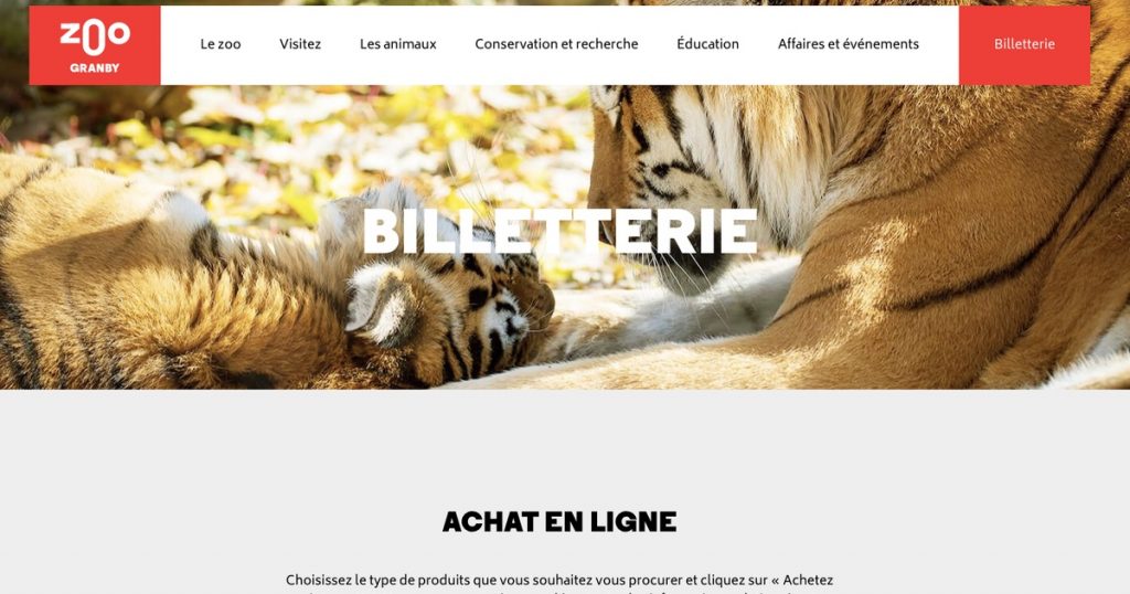 Achat de billets en ligne pour le Zoo de Granby