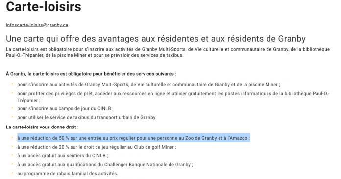 Rabais pour le Zoo de Granby