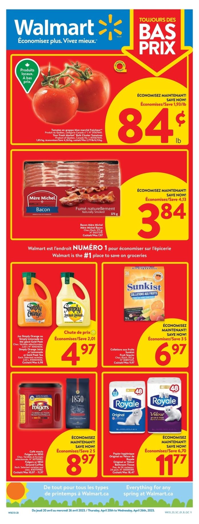 Circulaire Walmart en ligne et en magasin de la semaine du 20 avril au 26 avril 2023