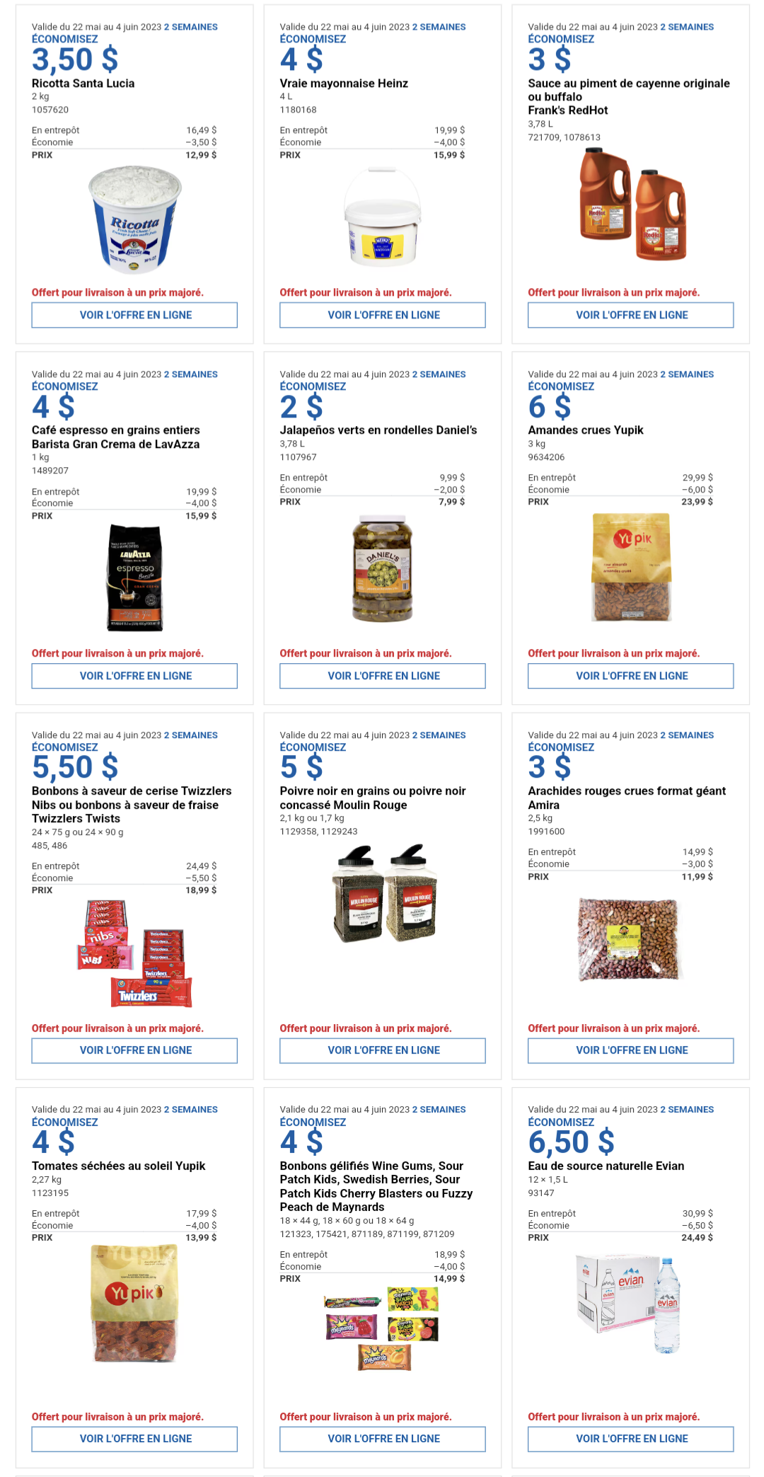 Circulaire du Costco pour l'entreprise de la semaine