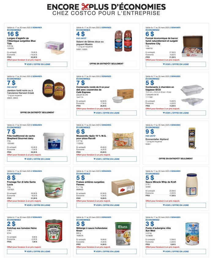 Circulaire du Costco pour l'entreprise de la semaine