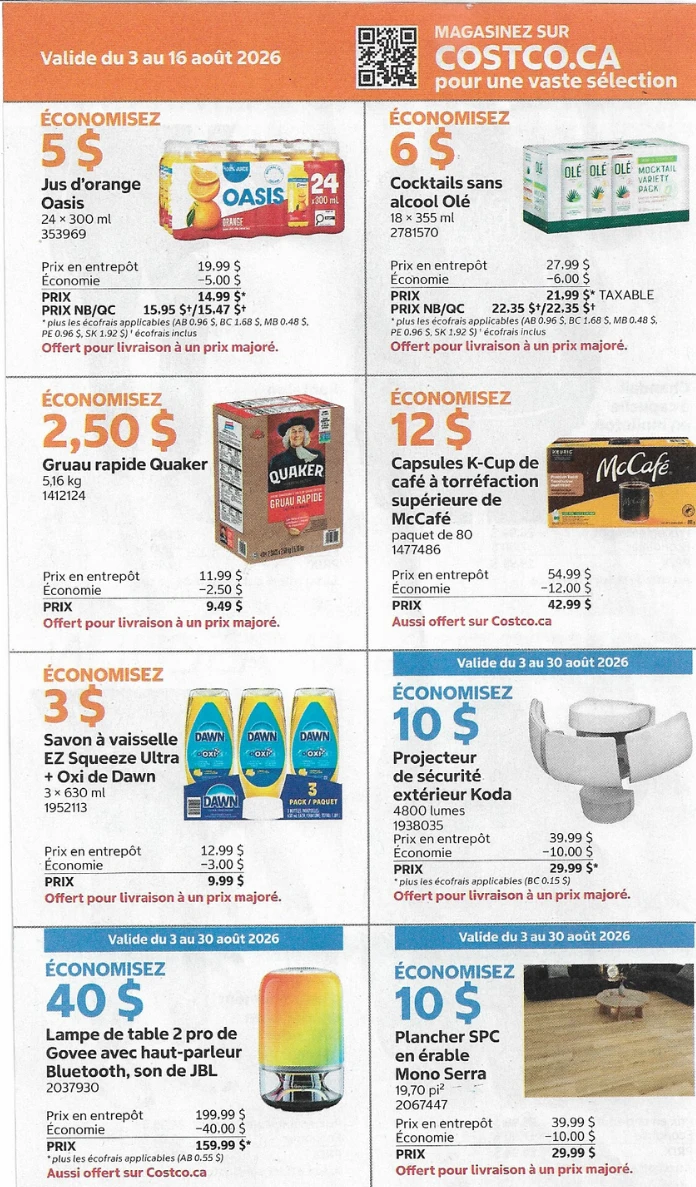 Circulaire Costco de la semaine prochaine - 3 août 2026