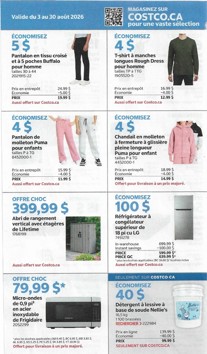 Circulaire Costco de la semaine prochaine - 3 août 2026