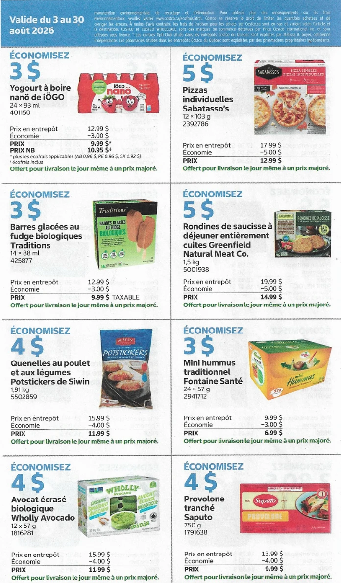 Circulaire Costco de la semaine prochaine - 3 août 2026