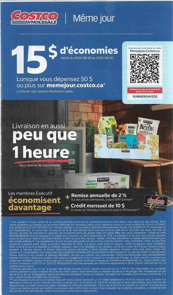 Circulaire Costco de la semaine prochaine - 3 août 2026