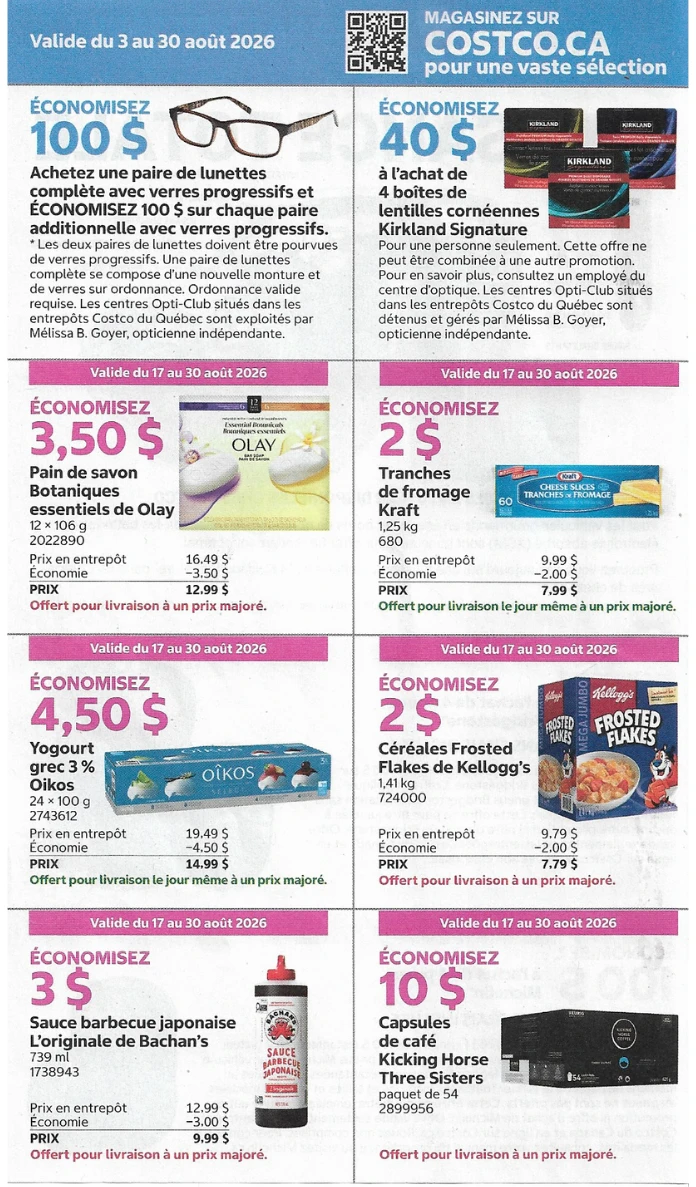 Circulaire Costco de la semaine prochaine - 3 août 2026