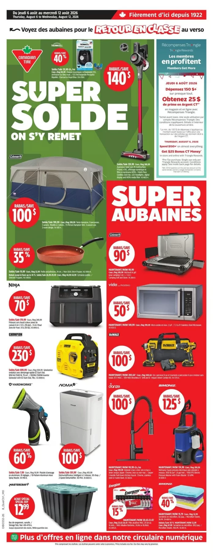 Circulaire Canadian Tire de la semaine du 6 août 2026 - Page 1